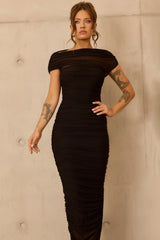 Elysian Mesh Midi Dress - Black