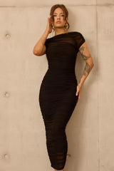 Elysian Mesh Midi Dress - Black