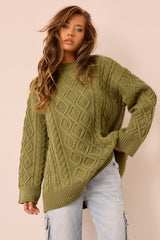 Falling Forward Knit Sweater - Olive