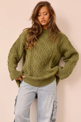 Falling Forward Knit Sweater - Olive