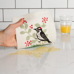Forest Woodpecker Swedish Dishcloth