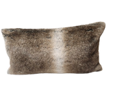 Grey Brown Faux Fur Pillow 12X22