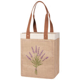 Lavender Large Burlap Shopping Bag