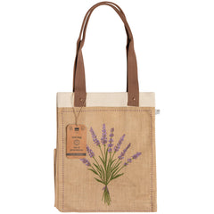 Lavender Large Burlap Shopping Bag