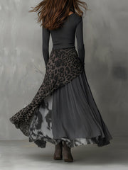 Martina | Long bohemian-style dress with leopard print