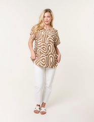 Round Neck Top With Abstract Print
