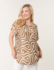 Round Neck Top With Abstract Print