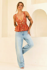 Moonbeam Luxe Sequin Chiffon Top - Orange