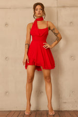 Nocturne Veil Mesh Mini Dress - Red
