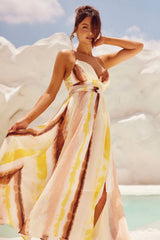 Plans For Summer Maxi Dress - Tan Multi