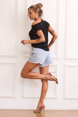 Soul Searching Denim Shorts - Washed Blue