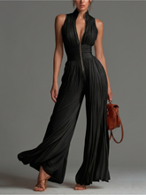 Zsófia Jumpsuit | Black Pleated Chiffon