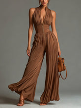 Zsófia Jumpsuit | Brown Pleated Chiffon • S2