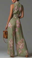 Zsófia Jumpsuit | Floral Pleated Chiffon