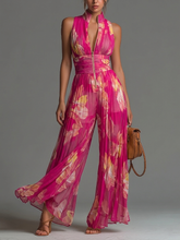 Zsófia Jumpsuit | Fuchsia Floral Pleated Chiffon • S2