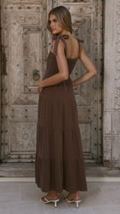 Carlina Tiered Maxi Dress - Chocolate