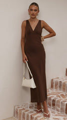 Sammie Linen Maxi Dress - Chocolate