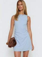 Falling Stars Ruched Mini Dress Baby Blue