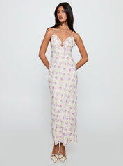 Jessamine Frill Maxi Dress White / Lilac