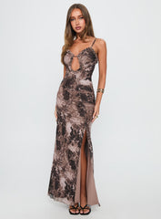 Soulina Ruched Maxi Dress Leopard