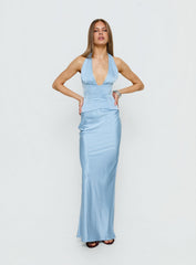 In A Trance Halter Corset Maxi Dress Blue
