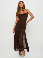 Nevena Strapless Maxi Dress Brown
