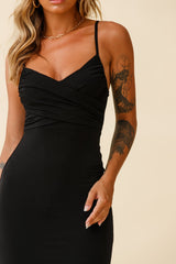 Argentina Crossover Bust Bodycon Dress Black