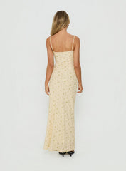 Alliza Square Neck Maxi Dress Yellow Floral