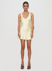 Kingslie Low Back Mini Dress Baby Yellow Petite