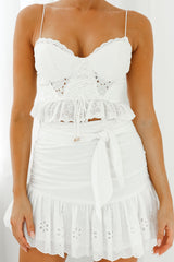 Camryn Sweetheart Neckline Lace-Up Bodice Crop Top White