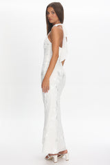 Shana Halterneck Maxi Dress Embellished White