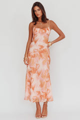 Nerida Low Back Twist Maxi Dress Orange
