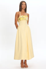Sunbeam Kiss Foldover Floral Bust Maxi Dress Butter