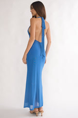 Alouette Backless Halterneck Maxi Dress Blue