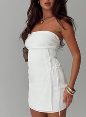 New Beginnings Strapless Mini Dress White