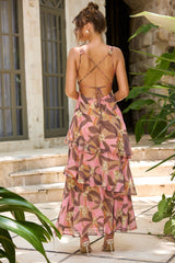 Echoes of Motion Chiffon Maxi Dress - Pink Multi