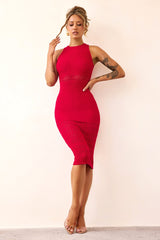 Marlie Knit Midi Dress - Red