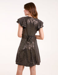 Mirror Shimmer Frill Sleeve Dress