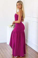 Aire Berry Crepe Strapless Maxi Dress