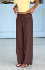 Alamara Brown Floral Detail Wide Leg Pants - PRE ORDER