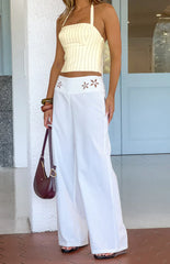 Alamara White Floral Detail Wide Leg Pants