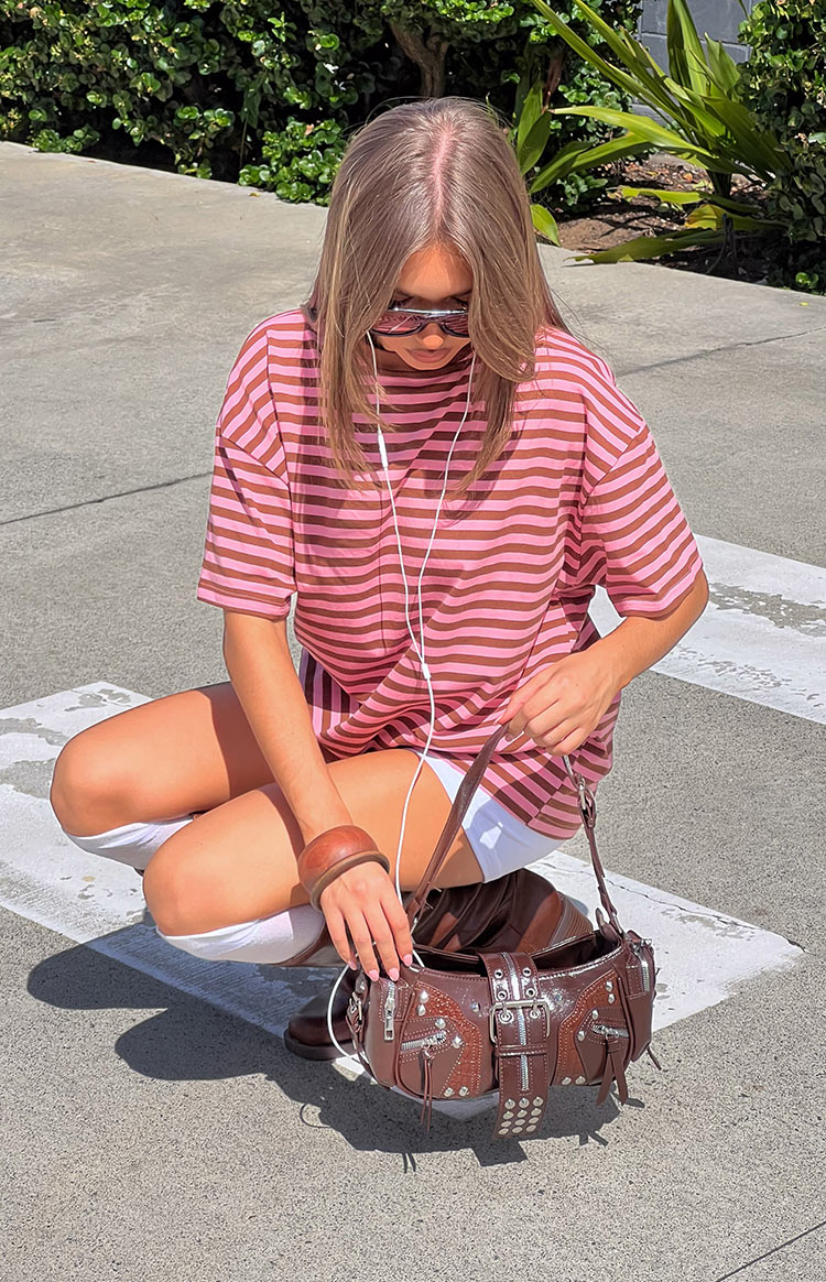 Alba Pink Stripe Oversized Tee