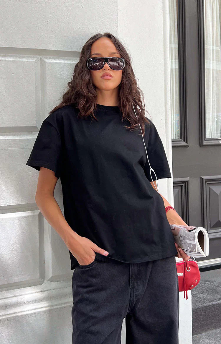 Alba Plain Black Tee
