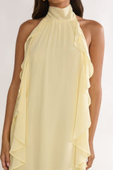Lorina Layered Ruffle Halterneck Maxi Dress Butter