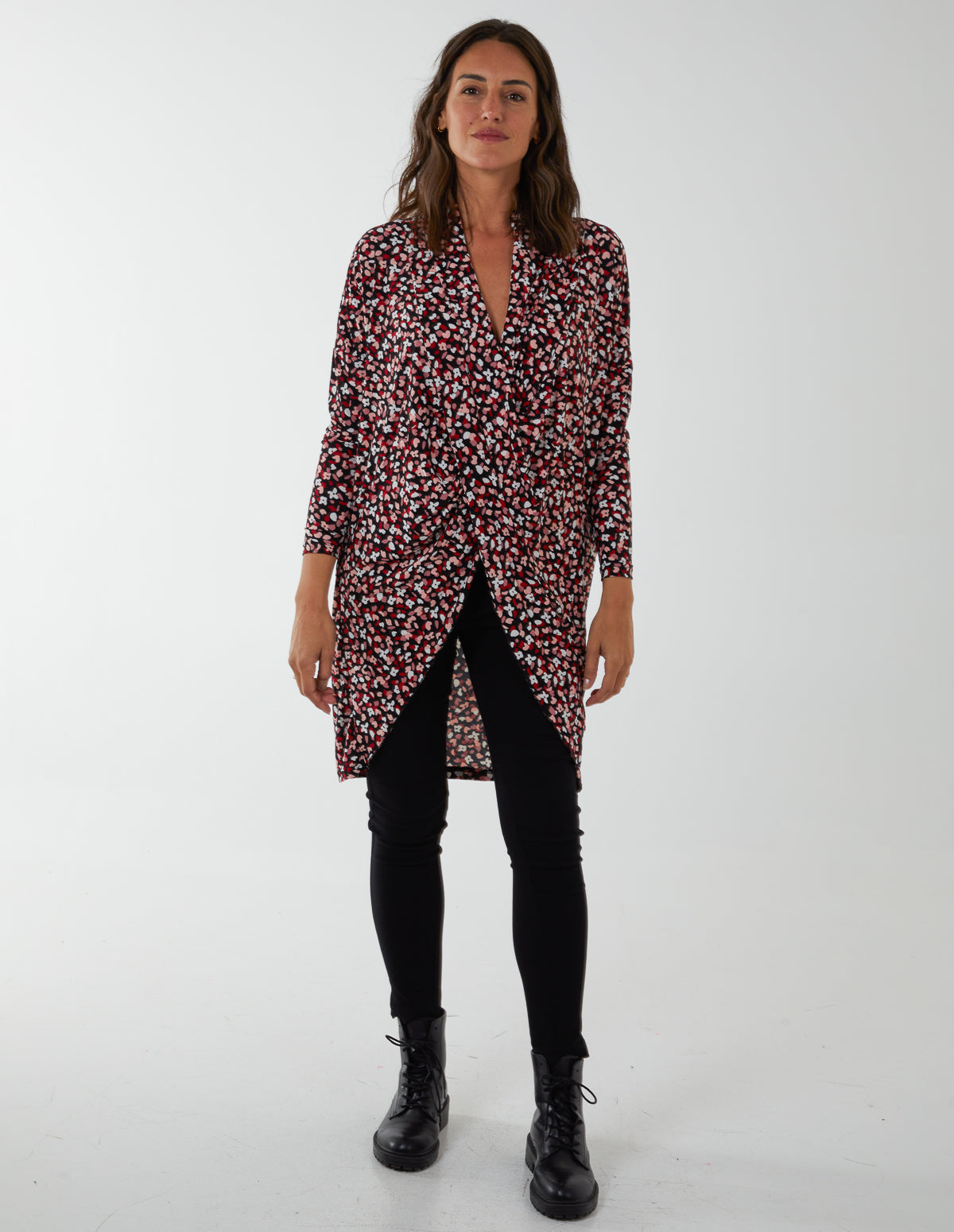 Draped Dip Hem Long Top