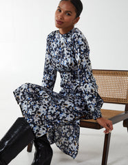 Floral Print High Neck Dress