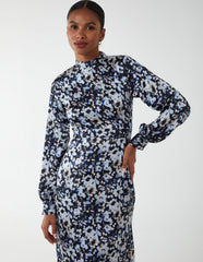 Floral Print High Neck Dress