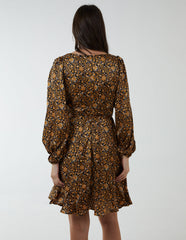 Ruffle Fixed Wrap Tie Dress
