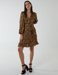 Ruffle Fixed Wrap Tie Dress