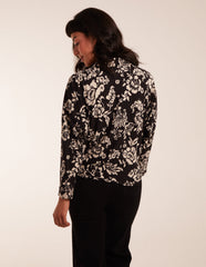 Floral Tie Front Oversized Shirt